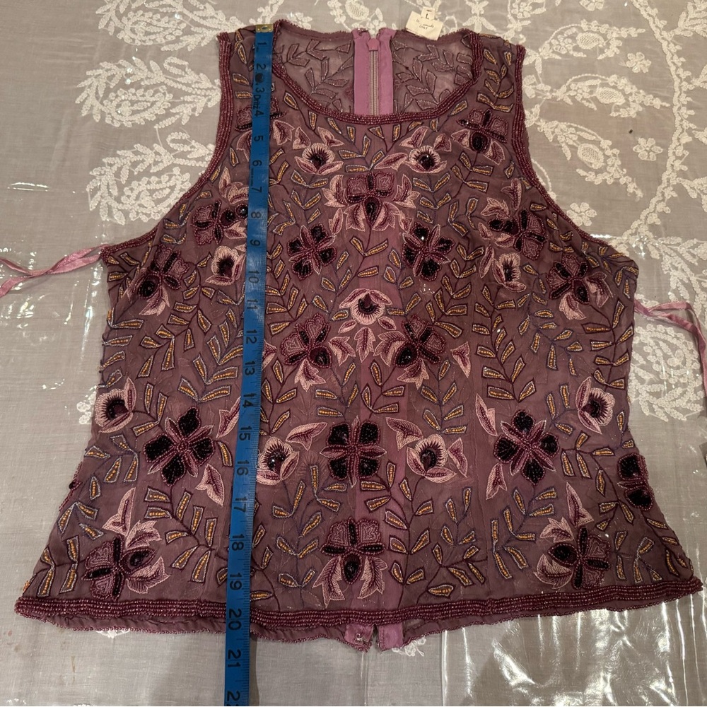 ❤️ NWT ARTISANAL HAND-EMBROIDERED 100% Silk BEADED Top - Picture 14 of 16